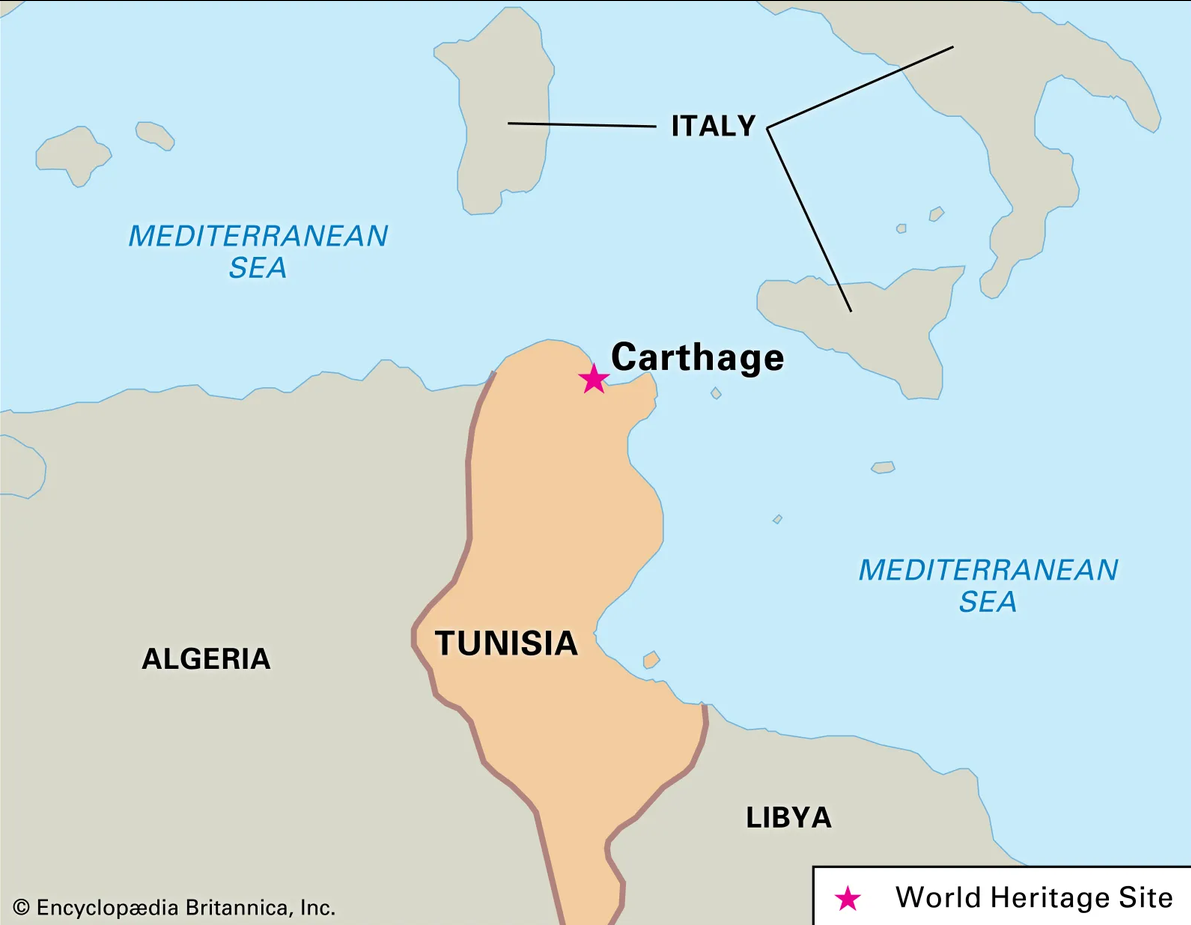 Carthage on a map